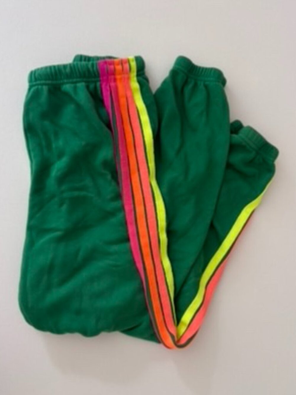 Aviator Nation 5 Stripe Green Rainbow Sweatpants XS